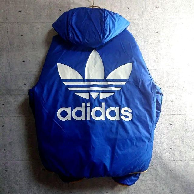 希少 90s adidas アディダス トレフォイル ダウンジャケット  紺 L