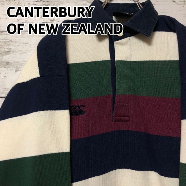 CANTERBURY(カンタベリー)の【好配色】カンタベリー ラガーシャツ 長袖ポロシャツ ボーダー 刺繍ロゴ メンズのトップス(ポロシャツ)の商品写真