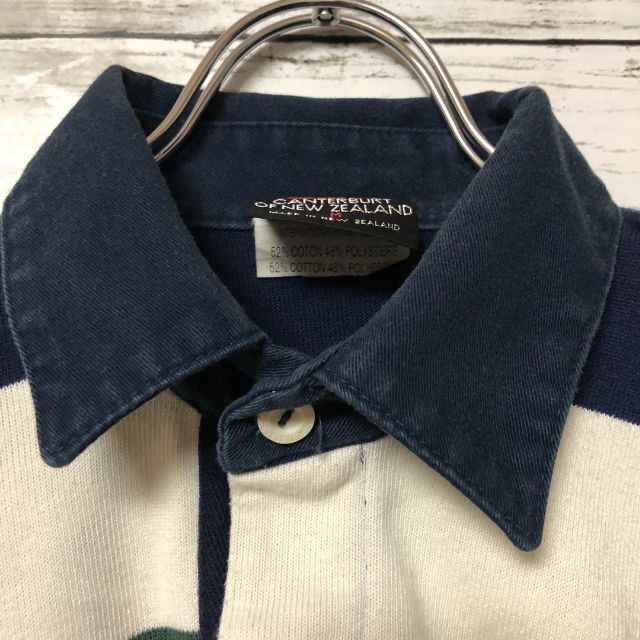 CANTERBURY(カンタベリー)の【好配色】カンタベリー ラガーシャツ 長袖ポロシャツ ボーダー 刺繍ロゴ メンズのトップス(ポロシャツ)の商品写真