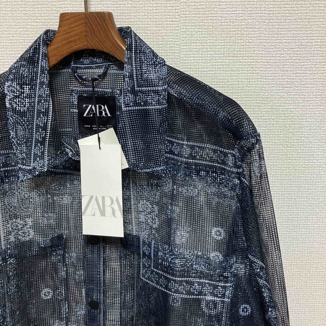 ZARA - 新品未 22ss□ZARA ザラ□メッシュ テクスチャー シャツ