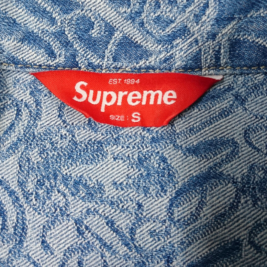 SUPREME シュプリーム 22AW Script Jacquard Denim Trucker Jacket スカリプト ジャガード Gジャン デニムジャケット S 正規品 / 30301