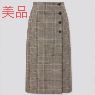 ユニクロ(UNIQLO)のUNIQLO サイドボタンチェックラップスカート XXL (ひざ丈スカート)