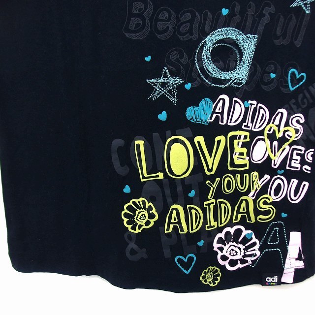 adidas(アディダス)のアディダス 国内正規品 カットソー Tシャツ ボートネック コットン プリント レディースのトップス(Tシャツ(半袖/袖なし))の商品写真