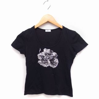 イネド(INED)のイネド INED 花プリント カットソー Tシャツ Uネック 半袖 コットン 綿(カットソー(半袖/袖なし))