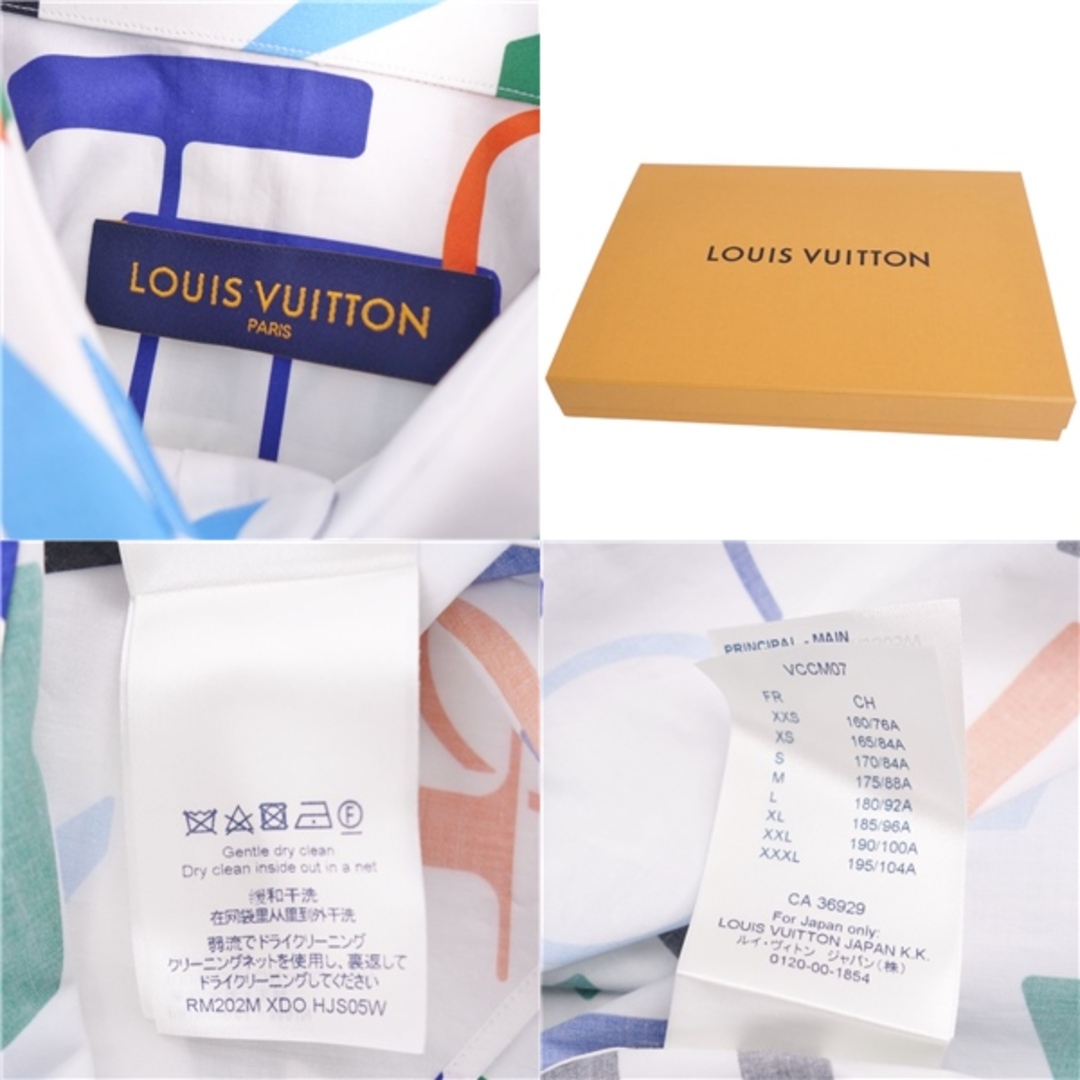 極美品 ルイヴィトン LOUIS VUITTON シャツ LVSE エレクトリックレギュラーDNAショートスリーブシャツ 半袖 メンズ S ホワイト/マルチカラー