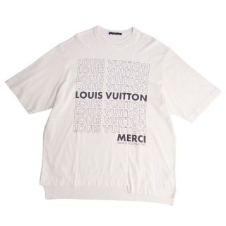 ルイヴィトン(LOUIS VUITTON)の美品 ルイヴィトン LOUIS VUITTON Tシャツ パッチワーク LVリスト オーバーサイズ メンズ トップス L ホワイト（生成り色)(Tシャツ/カットソー(半袖/袖なし))