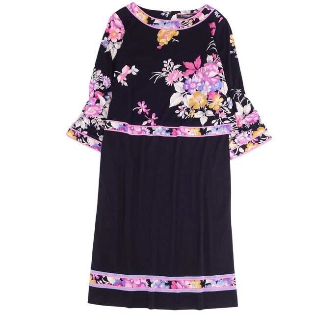 美品 レオナール LEONARD FASHION ワンピース ブラウス 七分袖 花柄 ジャージー トップス レディース 40(M相当) マルチカラー | フリマアプリ ラクマ