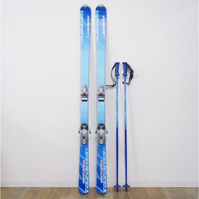 170cmサイドカットカザマ KAZAMA ゲレンデ スキー winterhigh 170cm ビンディング Look NOVA ストック付き スキー アウトドア 重量実測：2230g（ビンディング含む1本)