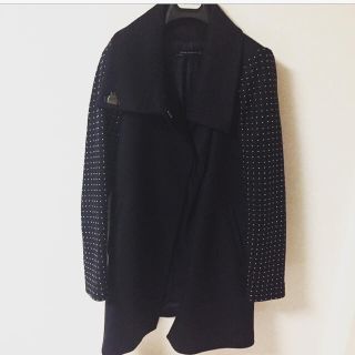 ザラ(ZARA)の美品！コートZARA スタッズ付きコート ネイビー(ロングコート)