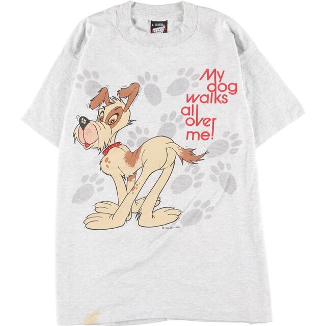 80年代 スクリーンスターズ SCREEN STARS 犬柄 ネコ柄 両面プリント アニマルTシャツ USA製 メンズS ヴィンテージ /eaa272179