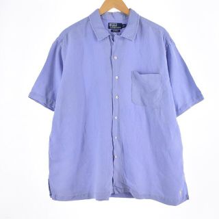 ラルフローレン(Ralph Lauren)の古着 ラルフローレン Ralph Lauren POLO by Ralph Lauren CALDWELL 半袖 オープンカラー リネン×シルクシャツ ボックスシャツ メンズXXL /eaa322180(シャツ)