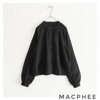 マカフィー(MACPHEE)のMACPHEE TOMORROWLAND マカフィー コットンリネンブラウス 黒(シャツ/ブラウス(長袖/七分))