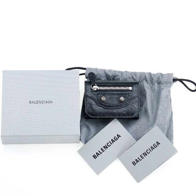 【品】バレンシアガ BALENCIAGA 財布 三つ折り 黒 本革