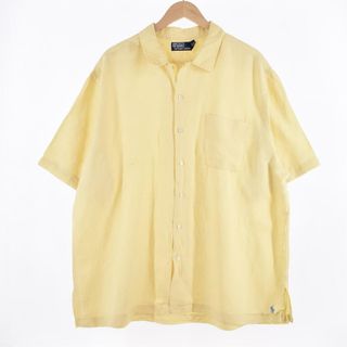 ラルフローレン(Ralph Lauren)の古着 ラルフローレン Ralph Lauren POLO by Ralph Lauren 半袖 オープンカラー リネンシャツ ボックスシャツ メンズXXL /eaa322179(シャツ)