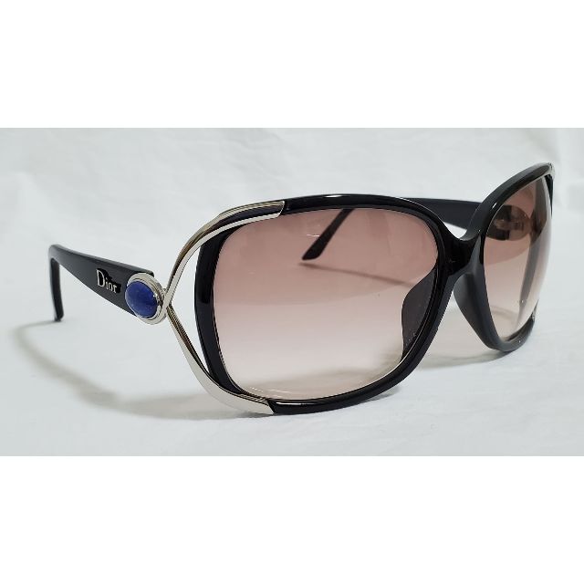 正規良 レア Dior ロゴ メタルアイライン ジュエリーサングラス 黒×茶