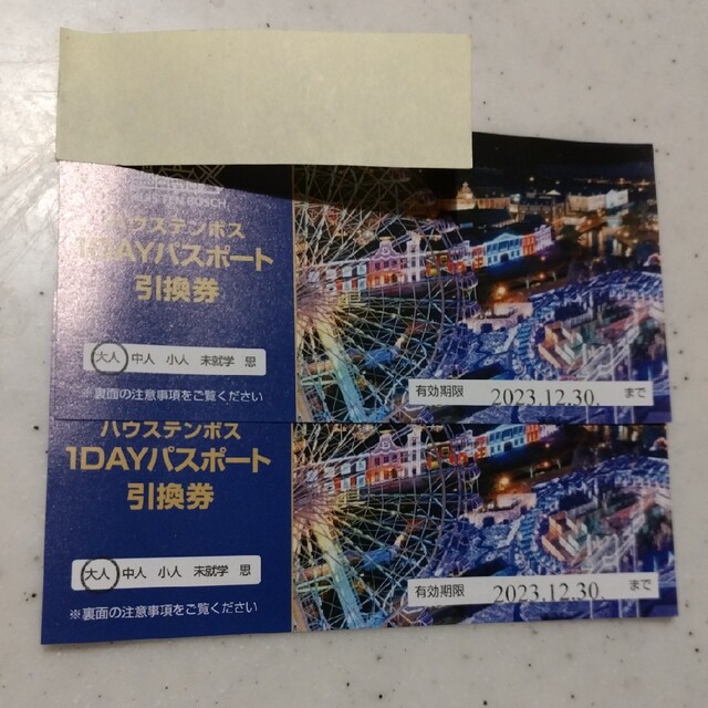 ハウステンボス 1DAYパスポート 引換券 2枚-