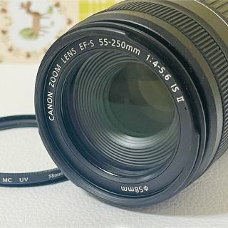 キヤノン(Canon)の極美品✨プロテクター付き✨Canon EF-S 55-250mm IS II(レンズ(ズーム))