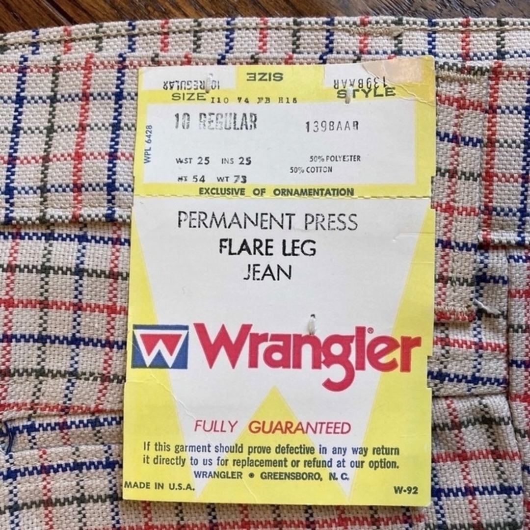 Wrangler(ラングラー)の希少レア！70s USA製 ラングラー チェック柄 フレアパンツ デッドストック キッズ/ベビー/マタニティのキッズ服男の子用(90cm~)(パンツ/スパッツ)の商品写真