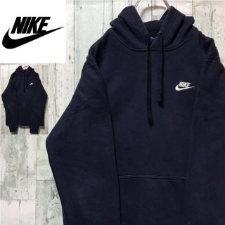 ナイキ(NIKE)のNIKE ナイキ 刺繍ロゴ ワンポイントロゴ 紺 M プルオーバー パーカー(パーカー)