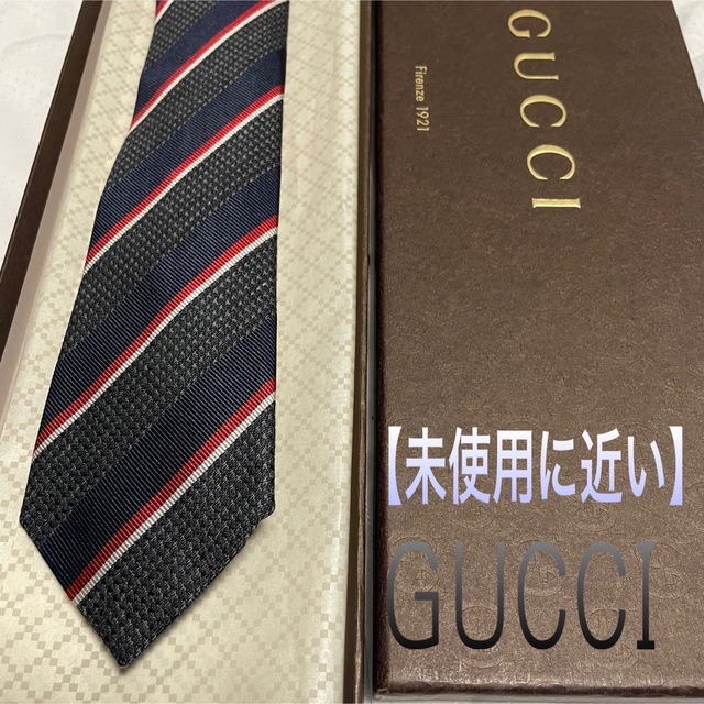 新品未使用】GUCCI ネクタイ ブラック/クレスト-