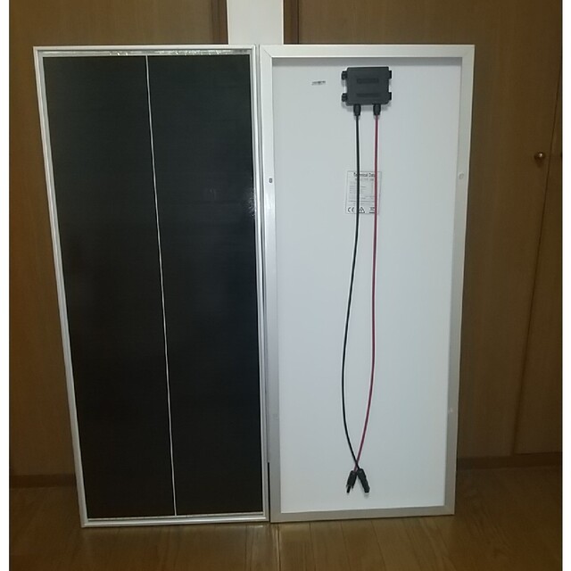 ほぼ新品☆単結晶 ソーラーパネル 100W×2枚組 200W☆ケーブル他セット