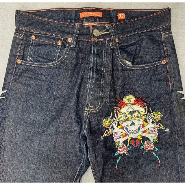 Ed Hardy(エドハーディー)のEd Hardy★W85★ストレートデニム★刺繍デニム★デニム★レア物 メンズのパンツ(デニム/ジーンズ)の商品写真