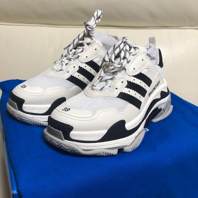 新作グッ Balenciaga - BALENCIAGA×ADIDAS TRIPLE S スニーカー 白 39