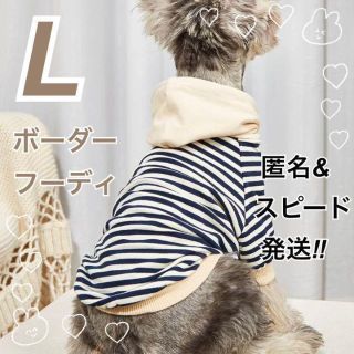 犬服 ドッグウェア ボーダー パーカー フーディ 【Lサイズ】 犬の服 ペット服(犬)