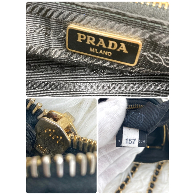 PRADA(プラダ)の美品✨　プラダ　ショルダーバッグ チェーン　サフィアーノレザー　ナイロン　黒 レディースのバッグ(ショルダーバッグ)の商品写真