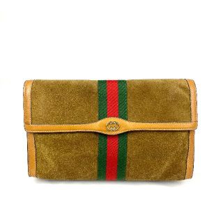 グッチ(Gucci)の美品　GUCCI GGロゴ　シェリーライン　スエードレザー　セカンドバッグ(クラッチバッグ)