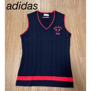 アディダス(adidas)のアディダスゴルフ テーラーメイド ニット ベスト刺繍 ウール　ゴルフウェア　　L(ウエア)