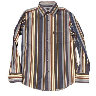 匿名発送 美品 バーバリーブラックレーベル マルチストライプワイヤーシャツ L
