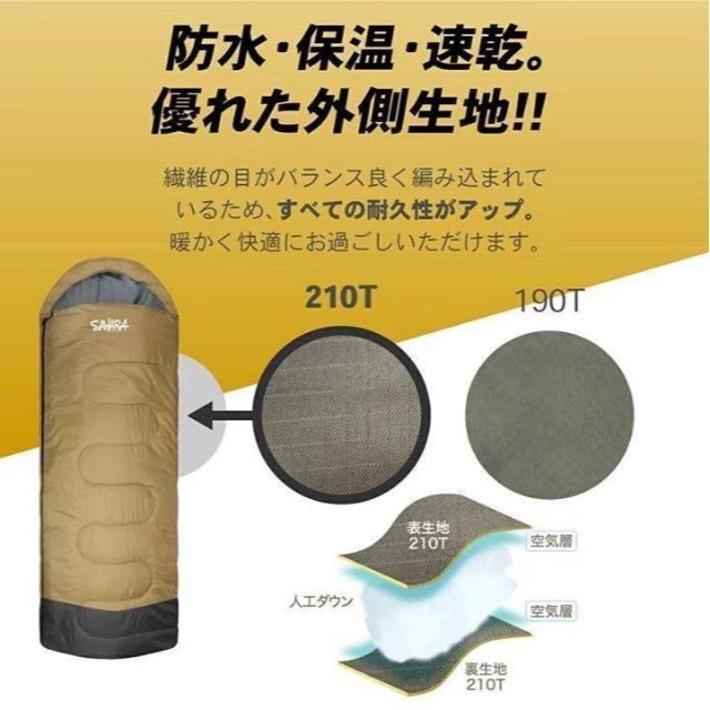 新品 SAHARA寝袋‐15℃人工ダウンブラックアウトドア用品 2個セットの