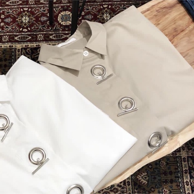 シャツ ベージュ デザインシャツ ブラウス レディース レディースのトップス(シャツ/ブラウス(長袖/七分))の商品写真