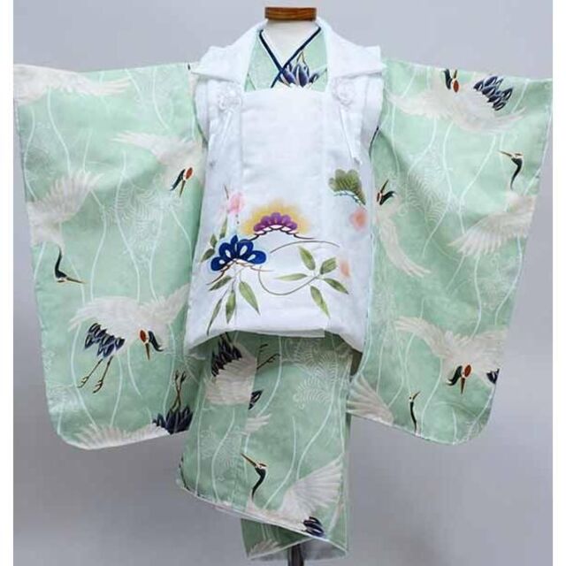 七五三 三歳 男児 被布着物フルセット 淡い緑色 祝着 NO37913 七五三 三歳 男児 被布着物フルセット 淡い緑色 祝着 NO37913