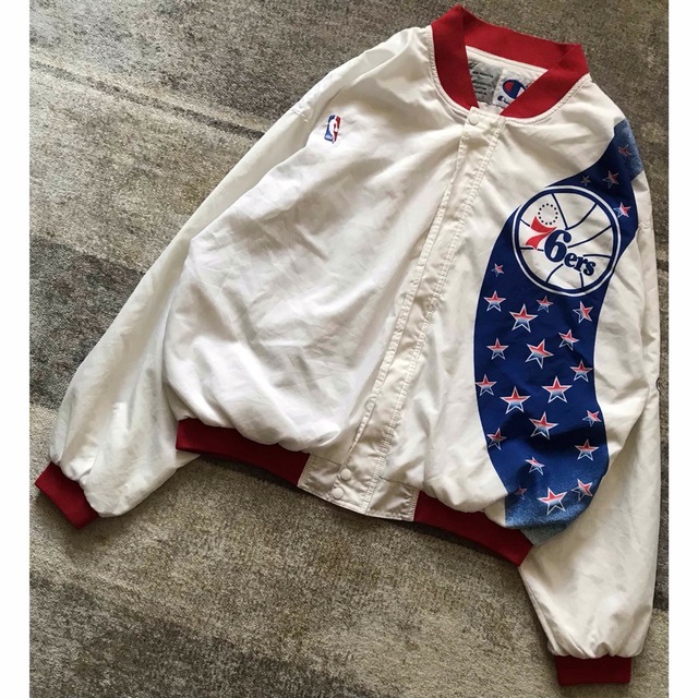 最高のカラー配色 90's Champion 76ers ポリジャケット XXL