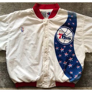 最高のカラー配色 90's Champion 76ers ポリジャケット XXL