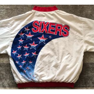 最高のカラー配色 90's Champion 76ers ポリジャケット XXL