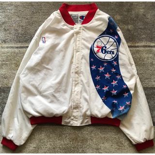 最高のカラー配色 90's Champion 76ers ポリジャケット XXL