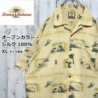 トミーバハマ リゾート パイナップル シルク 黄色XL 開襟 アロハ 半袖シャツ(シャツ)