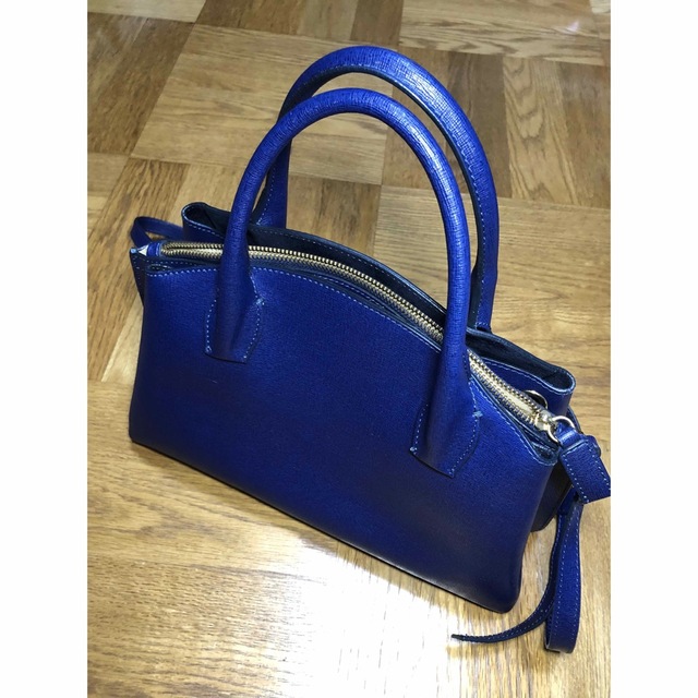 レディースANAYI 2wayハンドバッグ 本革 イタリア製 極美品 ブルー 青