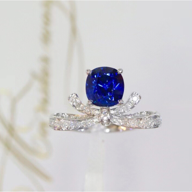 天然 ロイヤルブルーサファイア ダイヤ リング1.35ct k18 ¥2