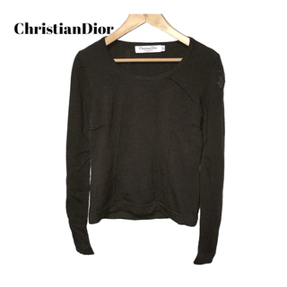 クリスチャンディオール(Christian Dior)の良品クリスチャンディオール　ウールニットロゴ刺繍入りセーター(ニット/セーター)