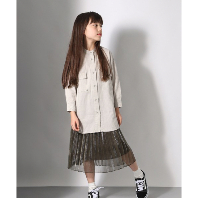 JEANASIS(ジーナシス)のジーナシス　レーヨンリネンバンドカラーシャツ　120 キッズ/ベビー/マタニティのキッズ服女の子用(90cm~)(Tシャツ/カットソー)の商品写真