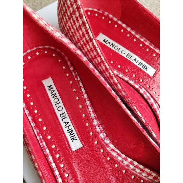 MANOLO BLAHNIK - マノロブラニク ギンガムチェック ハンギシ 36 1/2の