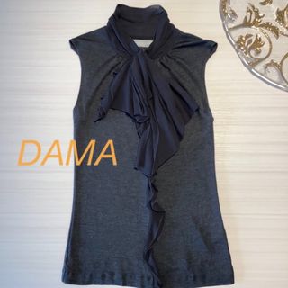 ディノス(dinos)のDAMA シルク　シフォン襟ノースリーブトップス　グレー　S サイズ(シャツ/ブラウス(半袖/袖なし))