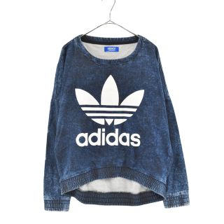 アディダス(adidas)のadidas アディダス CREW NECK FRENCH TERRY ACID WASH クルーネックフレンチテリー スウェットシャツ インディゴ M69689 レディース(Tシャツ(長袖/七分))