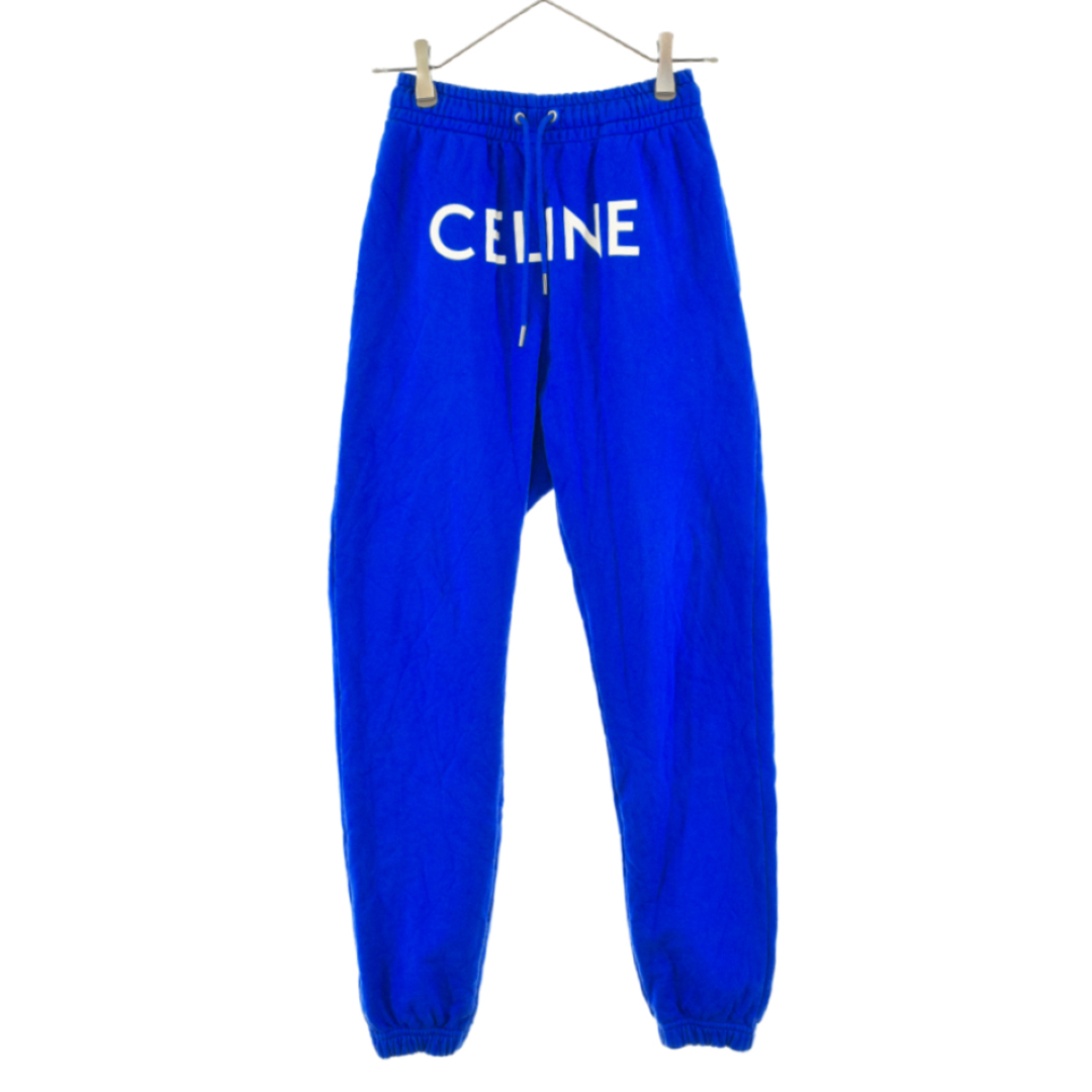 美品□CELINE/セリーヌ 2Z056052H ロゴプリント コットン100％ スウェットパンツ/ジョガーパンツ ブルー S イタリア製 正規品 メンズ