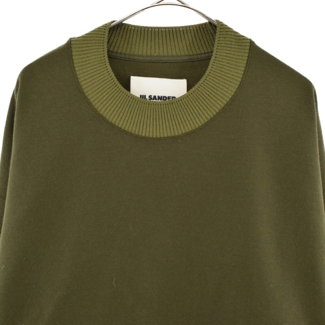 JIL SANDER ジルサンダー カーキ WOOL OVERSIZE SWEATSHIRT ウール生地 オーバーサイズ ニット スウェットシャツ J21GU0003J40045