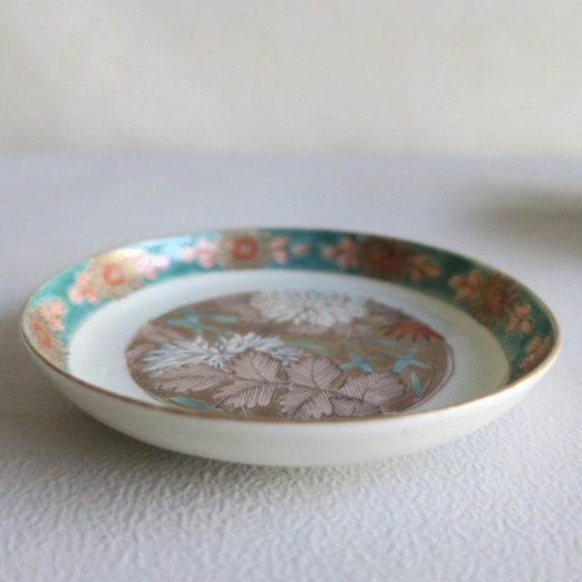 骨董 アンティーク レトロ】色絵 菊文 小皿 5枚セット 骨董 アンティーク レトロ】色絵 菊文 小皿 5枚セット